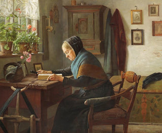 Gustav Vermehren - Karen Marie lser i sin Bibel.webp