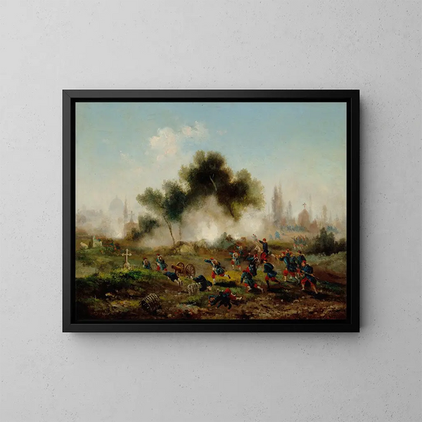 Angriff auf einen Friedhof durch die regulären Truppen, Mai 1871 - Gustave Boulanger — gerahmtes Bild an der Wand