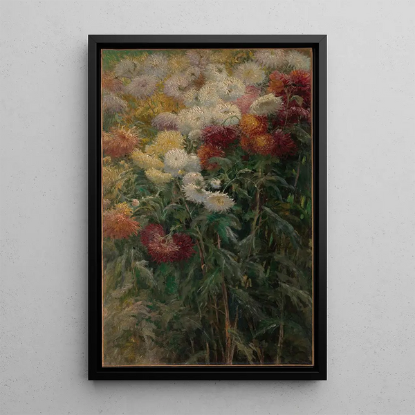 Chrysanthèmes dans le jardin à Petit-Gennevilliers - Gustave Caillebotte — gerahmtes Bild an der Wand