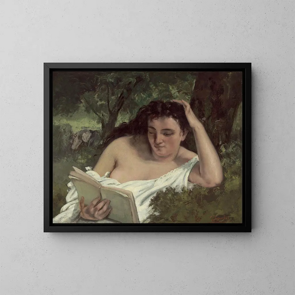 Eine junge Frau liest - Gustave Courbet — gerahmtes Bild an der Wand