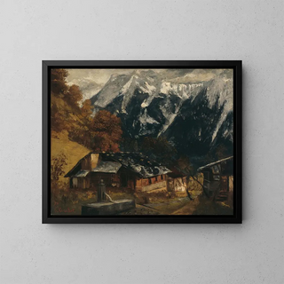 Eine alpine Szene - Gustave Courbet — gerahmtes Bild an der Wand