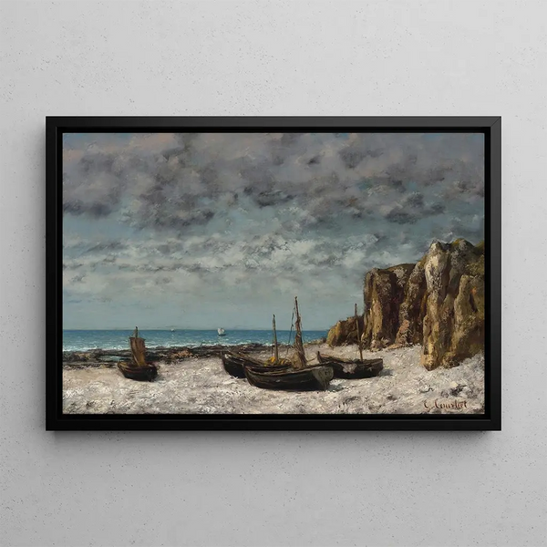 Bateaux sur une plage, Étretat - Gustave Courbet — gerahmtes Bild an der Wand