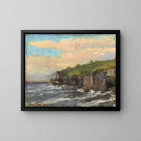 Klippen am Wasserufer - Gustave Courbet — gerahmtes Bild an der Wand