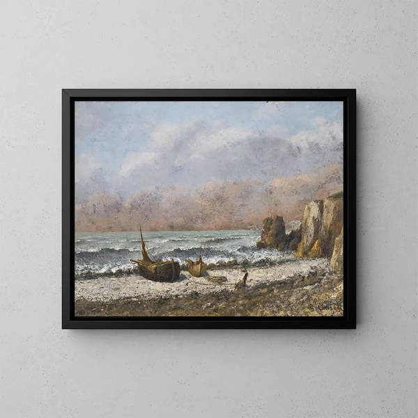 Zwei Boote am Strand - Gustave Courbet — gerahmtes Bild an der Wand