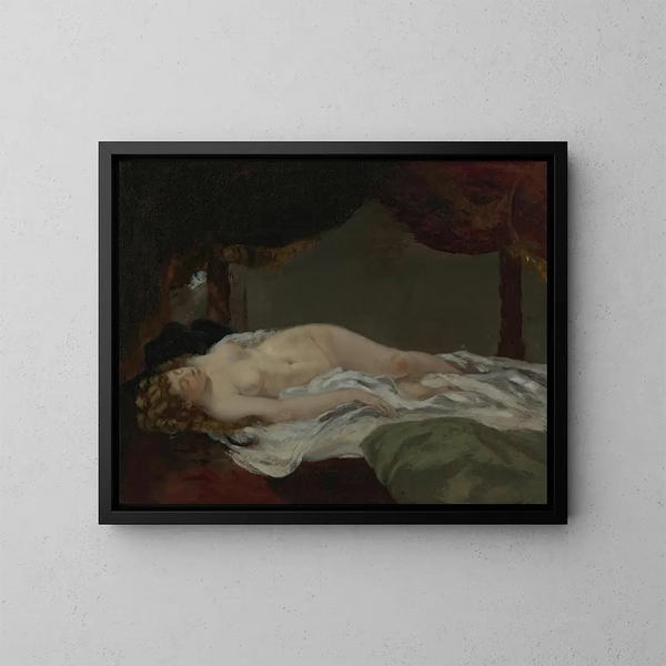 Frau schlafend - Gustave Courbet — gerahmtes Bild an der Wand