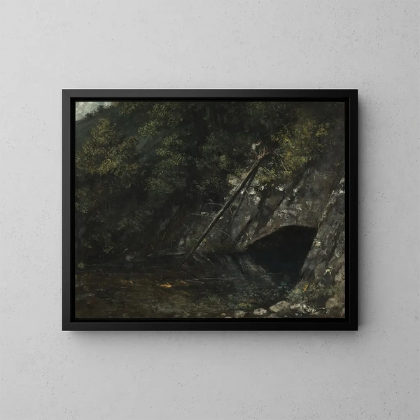 Landschaft des blauen Brunnens - Gustave Courbet — gerahmtes Bild an der Wand