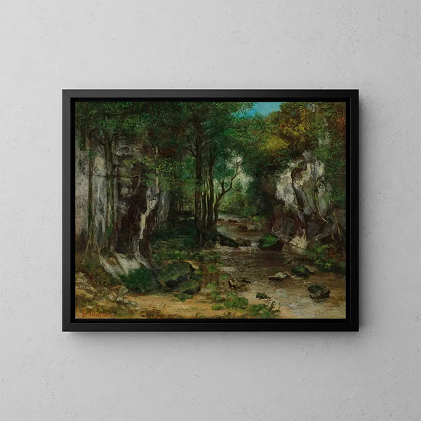 Der Bach am Puits Noir - Gustave Courbet — gerahmtes Bild an der Wand