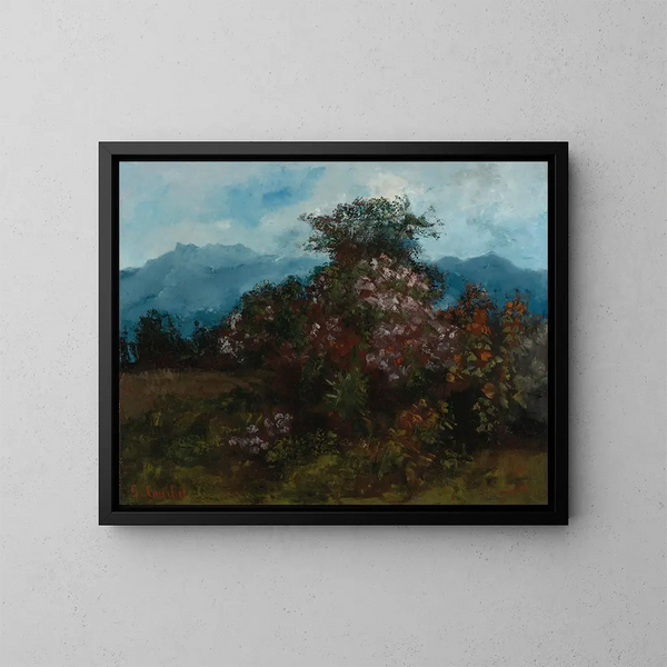 Landschaft mit blumigem Gebirge - Gustave Courbet — gerahmtes Bild an der Wand