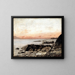 Sonnenuntergang in Vevey, Schweiz - Gustave Courbet — gerahmtes Bild an der Wand