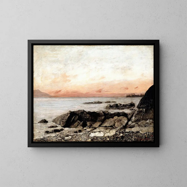 Sonnenuntergang in Vevey, Schweiz - Gustave Courbet — gerahmtes Bild an der Wand