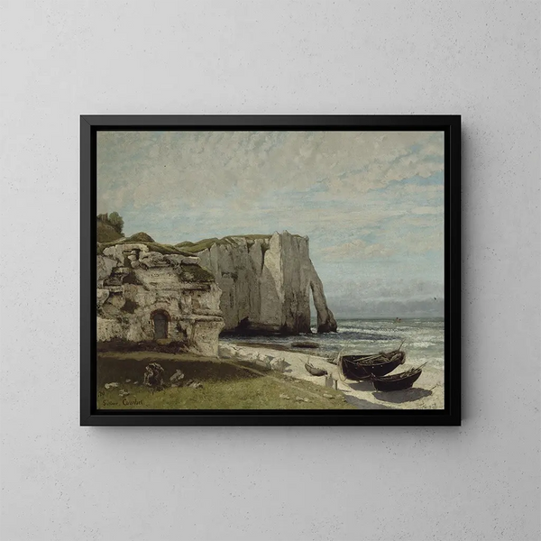 Die Klippen von Étretat nach dem Sturm - Gustave Courbet — gerahmtes Bild an der Wand