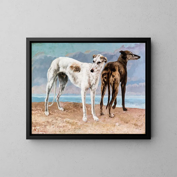 Die Windhunde des Grafen von Choiseul - Gustave Courbet — gerahmtes Bild an der Wand