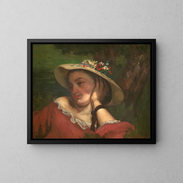 Junge Mädchen am Ufer der Seine, Fragment eines Gemäldes - Gustave Courbet — gerahmtes Bild an der Wand