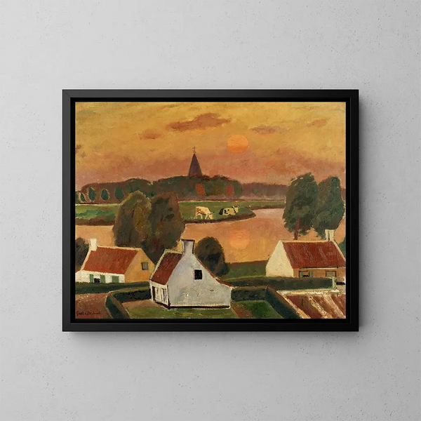 Ansicht eines Dorfes - Gustave De Smet — gerahmtes Bild an der Wand