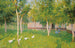 Gänse in einem Garten mit zwei Kindern - Gustave De Smet — Ansicht des Kunstwerks