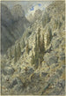 Eine alpine Tal mit Bäumen und Felsen - Gustave Doré — Ansicht des Kunstwerks