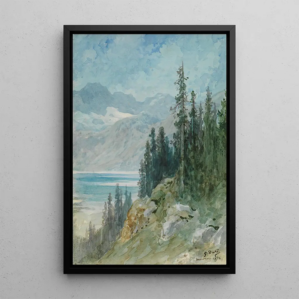 Ansicht des Genfersees bei Montreux - Gustave Doré — gerahmtes Bild an der Wand