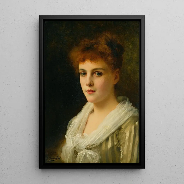 Eine Schönheit mit kastanienbraunen Haaren - Gustave Jean Jacquet — gerahmtes Bild an der Wand