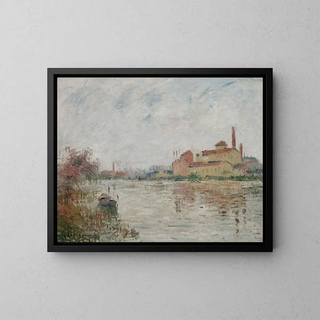 L'Usine am Flussufer - Gustave Loiseau — gerahmtes Bild an der Wand