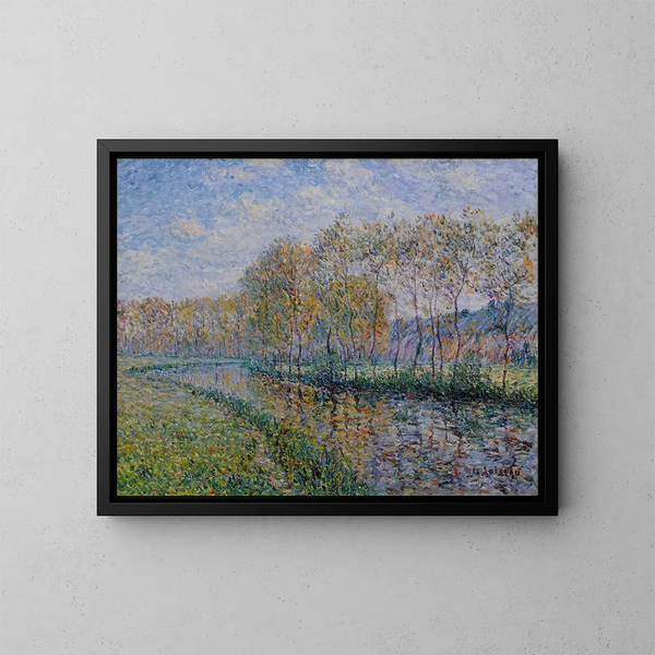 Die Ufer der Eure am Morgen in Saint-Cyr-du-Vaudreuil - Gustave Loiseau — gerahmtes Bild an der Wand