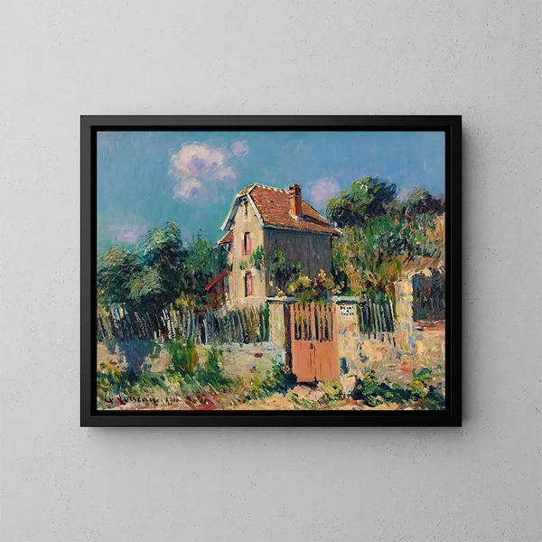 Haus La Grille Rose, Umgebung von Pontoise - Gustave Loiseau — gerahmtes Bild an der Wand