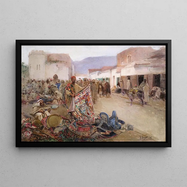 Der Teppichhändler - Gustavo Simoni — gerahmtes Bild an der Wand