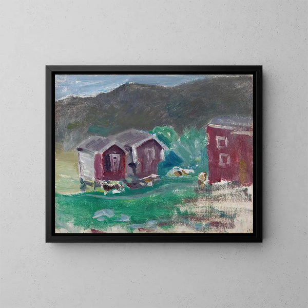 Skizze des Bauernhofs in Telemark - Halfdan Egedius — gerahmtes Bild an der Wand