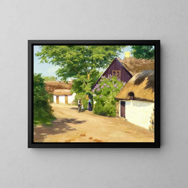 Sommertag im Dorf - Hans Andersen Brendekilde — gerahmtes Bild an der Wand