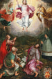 Die Verklärung Christi auf dem Berg Thabor mit den Propheten Elia und Mose, den Heiligen Johannes, Petrus und Jakobus, sowie dem Spender Jakob Rassler - Hans Caspar Memberger — Ansicht des Kunstwerks
