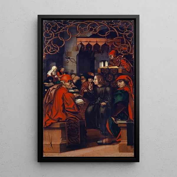 Der Christus unter den Gelehrten - Hans Fries — gerahmtes Bild an der Wand