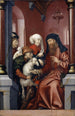 Joachim und Anne, die ein Lamm für das Opfer auswählen - Hans Fries — Ansicht des Kunstwerks