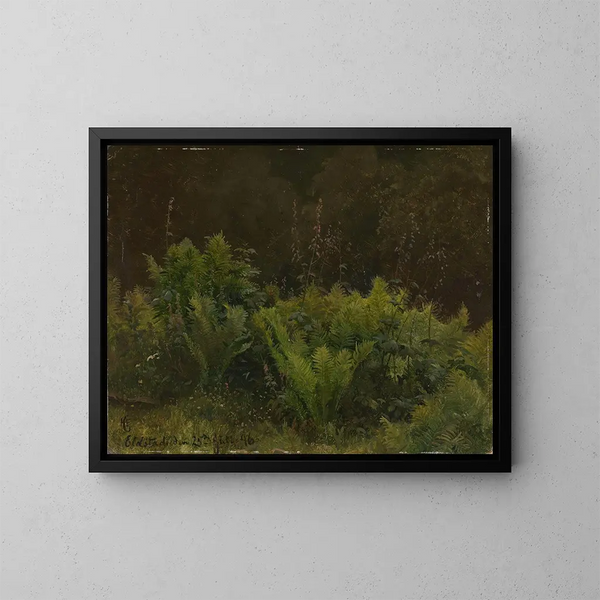 Studie der Farne - Hans Gude — gerahmtes Bild an der Wand