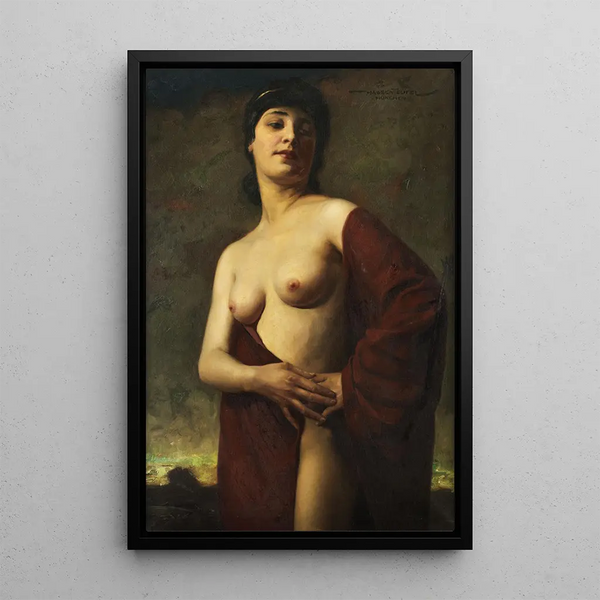 Halbnacktes einer jungen Frau - Hans Hassenteufel — gerahmtes Bild an der Wand