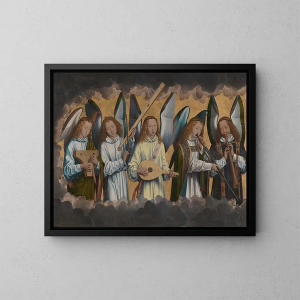 Engel Musiker - Hans Memling — gerahmtes Bild an der Wand
