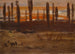 Kleines Landschaftsgemälde Abendstimmung - Hans Sandreuter — Ansicht des Kunstwerks