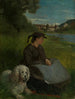 Agathe mit einem weißen Hund - Hans Thoma — Ansicht des Kunstwerks