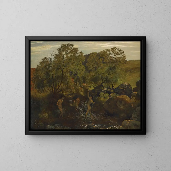 Junge Männer beim Baden - Hans Thoma — gerahmtes Bild an der Wand