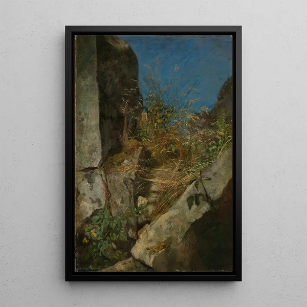 Kräuter zwischen den Felsen - Hans Thoma — gerahmtes Bild an der Wand