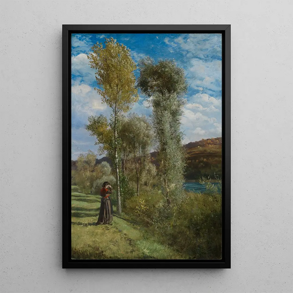 Herbsttag am Oberrhein - Hans Thoma — gerahmtes Bild an der Wand
