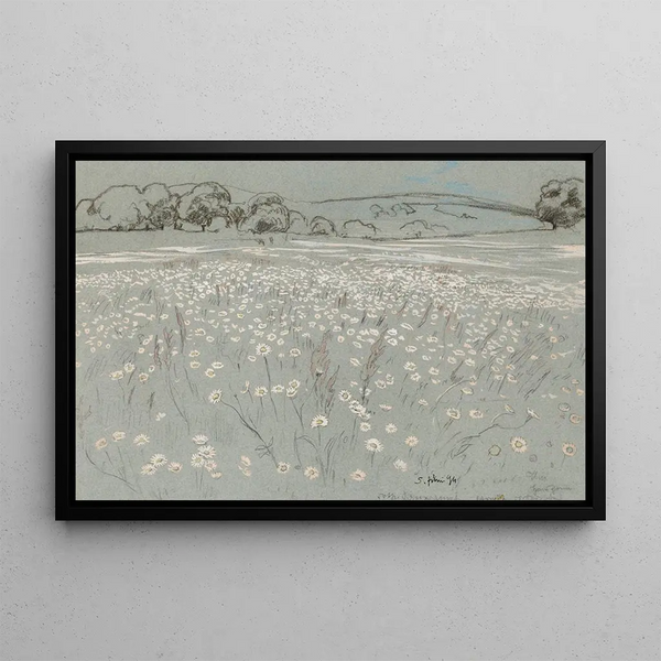 Prairie avec des marguerites - Hans Thoma — gerahmtes Bild an der Wand