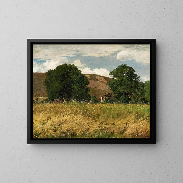 Prairie mit zwei großen Bäumen - Hans Thoma — gerahmtes Bild an der Wand