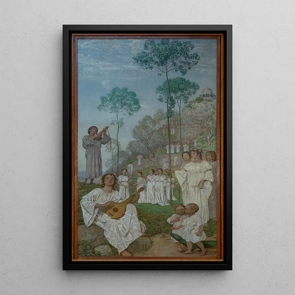 Triptychon der Osterfelder Felder der Glückseligen Das Paradies - Hans Thoma — gerahmtes Bild an der Wand