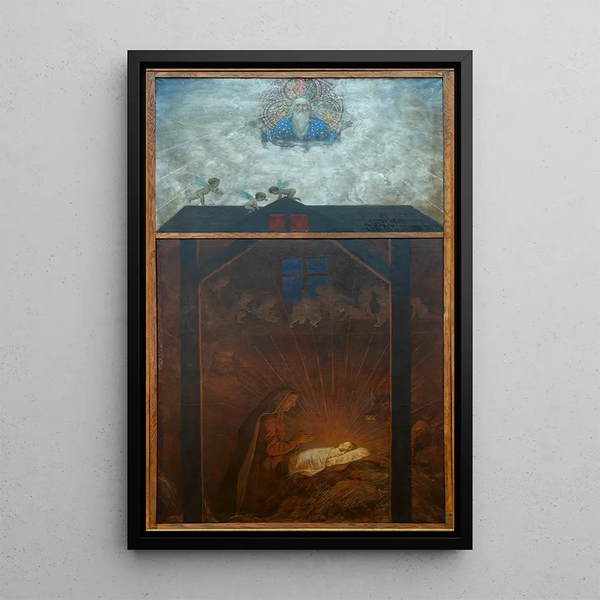 Weihnachts-Triptychon Gemälde Anbetung des Kindes - Hans Thoma — gerahmtes Bild an der Wand