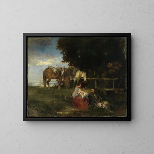 Ruhe am Waldrand - Hans von Marées — gerahmtes Bild an der Wand