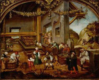 Weinlese und Weinherstellung, September eines Arbeitszyklus der Monate - Hans Wertinger — Ansicht des Kunstwerks