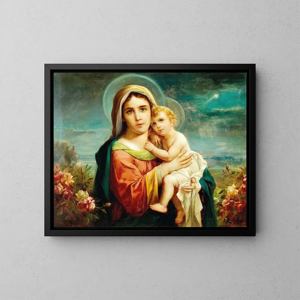Jungfrau mit Kind - Hans Zatzka — gerahmtes Bild an der Wand