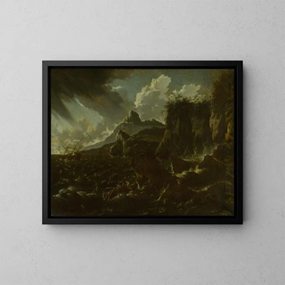 Schiffsunglück in einem Sturm - Hans de Jode — gerahmtes Bild an der Wand