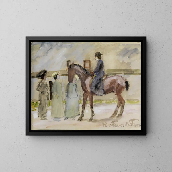 Cavalière in blauer Robe - Hans von Faber du Faur — gerahmtes Bild an der Wand