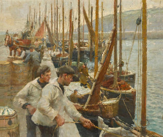 Bateaux de pêche à Newlyn - Harold Harvey — Ansicht des Kunstwerks