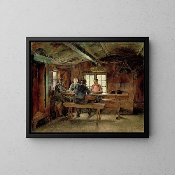 Die Kartenspieler - Harriet Backer — gerahmtes Bild an der Wand